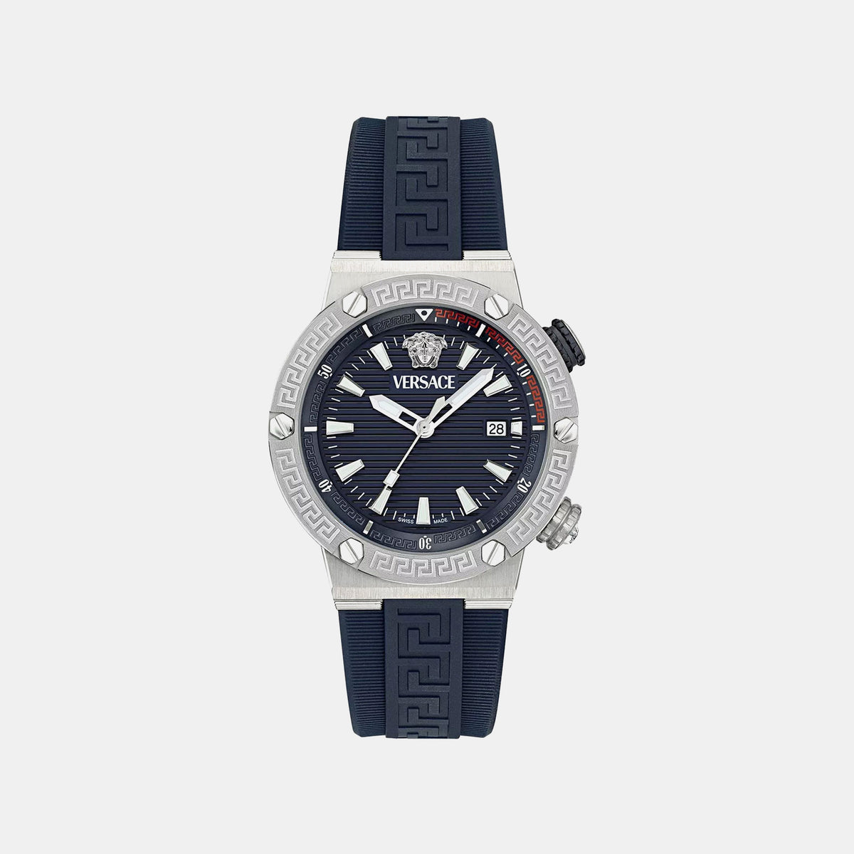 Greca Logo Diver(Wc-8G) Men Quartz Blue Dial Analog Silicone Watch VE8G00124