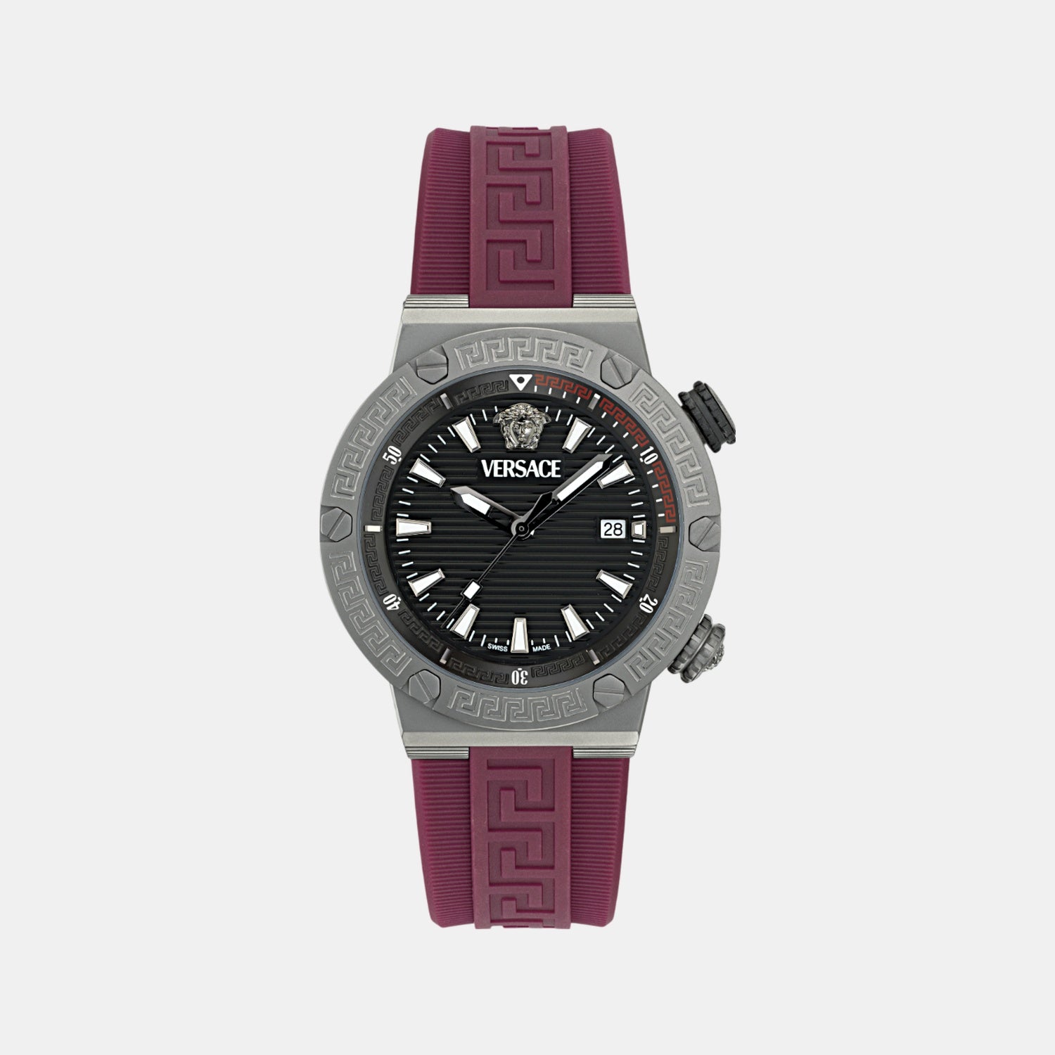 Greca Logo Diver Men Quartz Black Dial Analog Recycled PU Watch VE8G00224