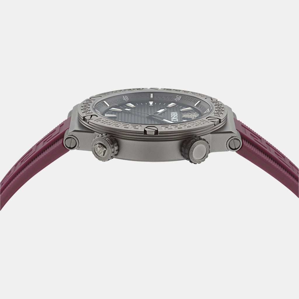 Greca Logo Diver Men Quartz Black Dial Analog Recycled PU Watch VE8G00224