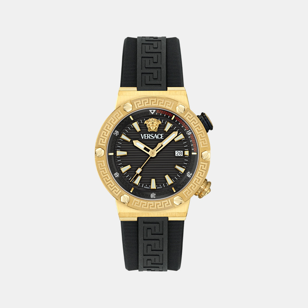 Greca Men Quartz Black Dial Analog Silicone Watch VE8G00324