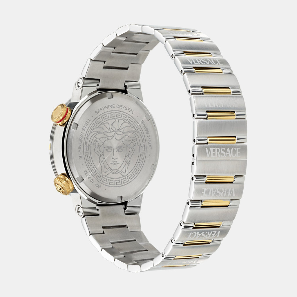 Greca Logo Diver Men Quartz Two Tone Dial Analog Stainless Steel Watch VE8G00424