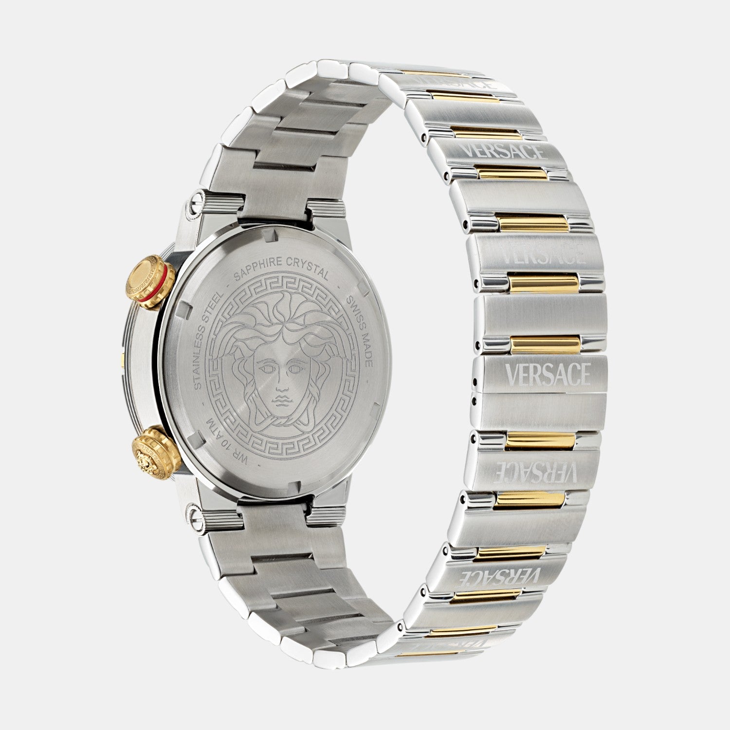 Greca Logo Diver Men Quartz Two Tone Dial Analog Stainless Steel Watch VE8G00424