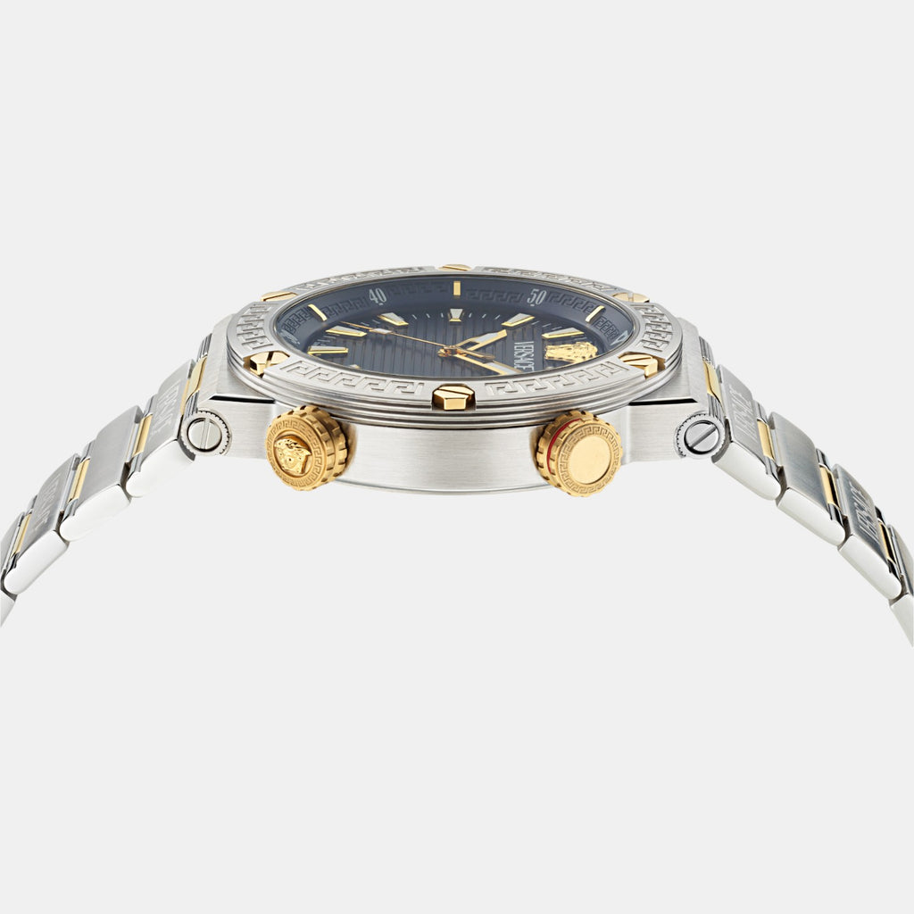 Greca Logo Diver Men Quartz Two Tone Dial Analog Stainless Steel Watch VE8G00424