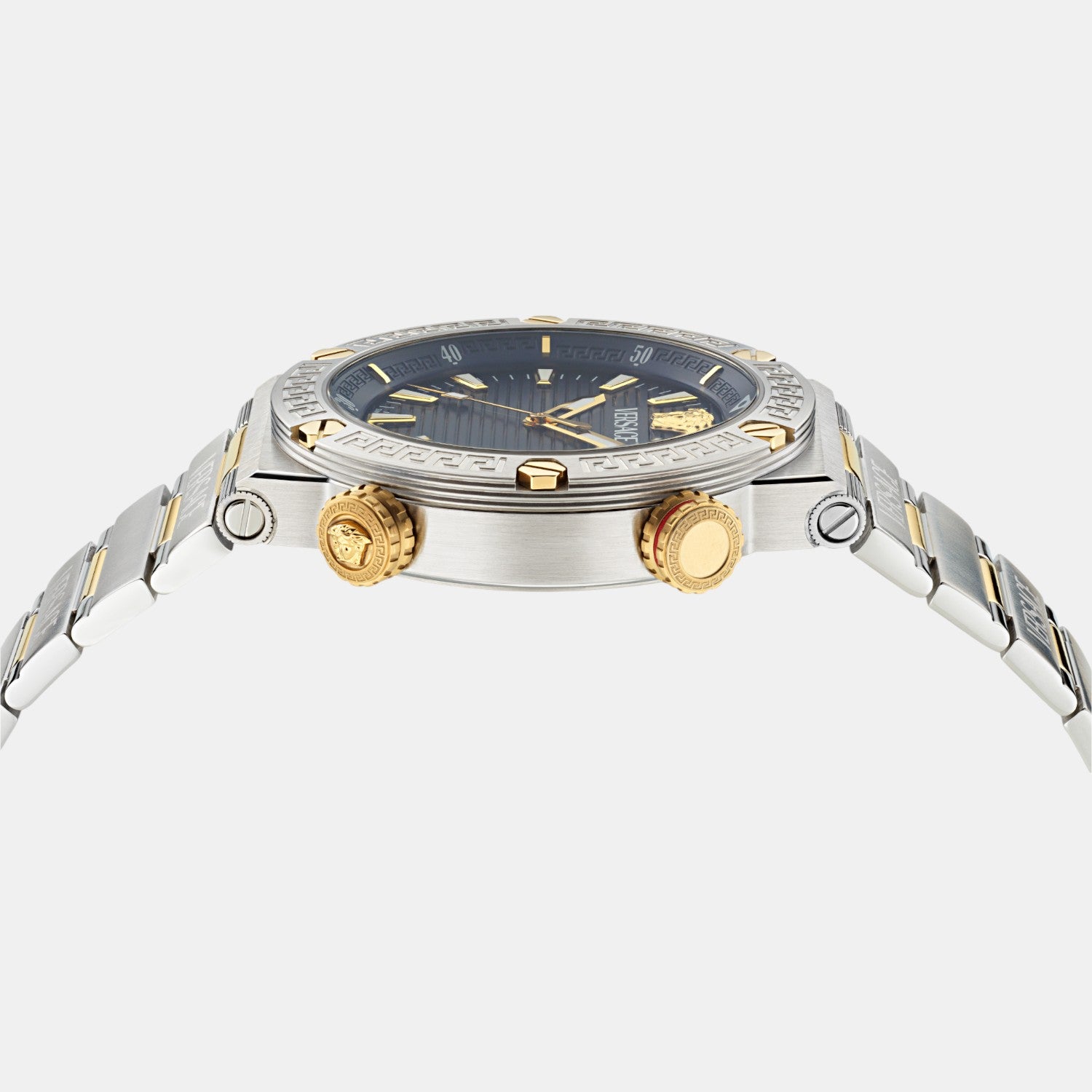 Greca Logo Diver Men Quartz Two Tone Dial Analog Stainless Steel Watch VE8G00424