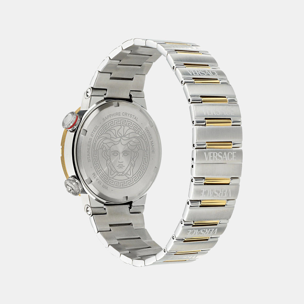 Greca Logo Diver Men Quartz Green Dial Analog Stainless Steel Watch VE8G00524