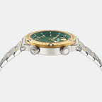 Greca Logo Diver Men Quartz Green Dial Analog Stainless Steel Watch VE8G00524