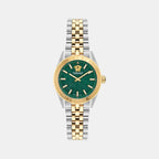 V-Code Women Quartz Green Dial Analog Stainless Steel Watch VE8I00424