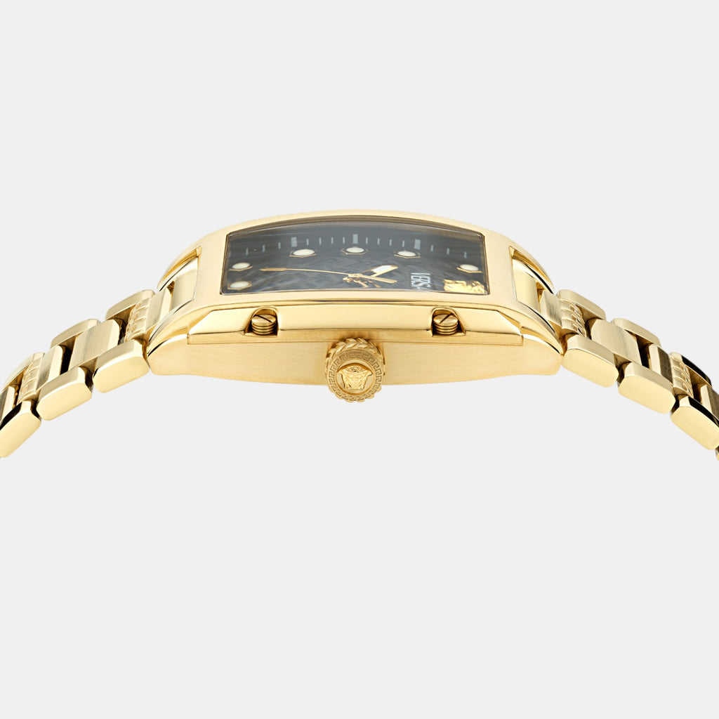 Dominus Women Quartz Black Rectangular Dial Analog Stainless Steel Watch VE8K00524