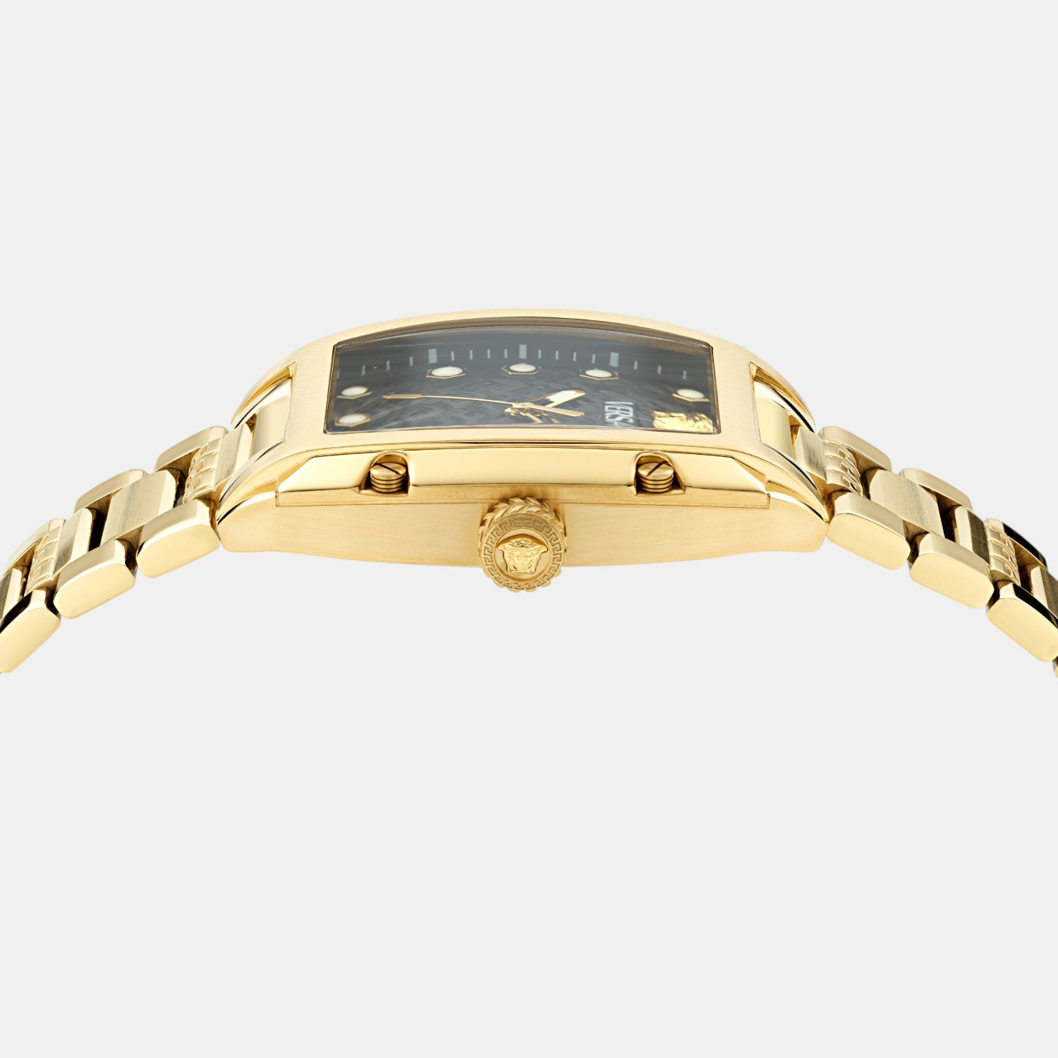 Dominus Women Quartz Black Rectangular Dial Analog Stainless Steel Watch VE8K00524