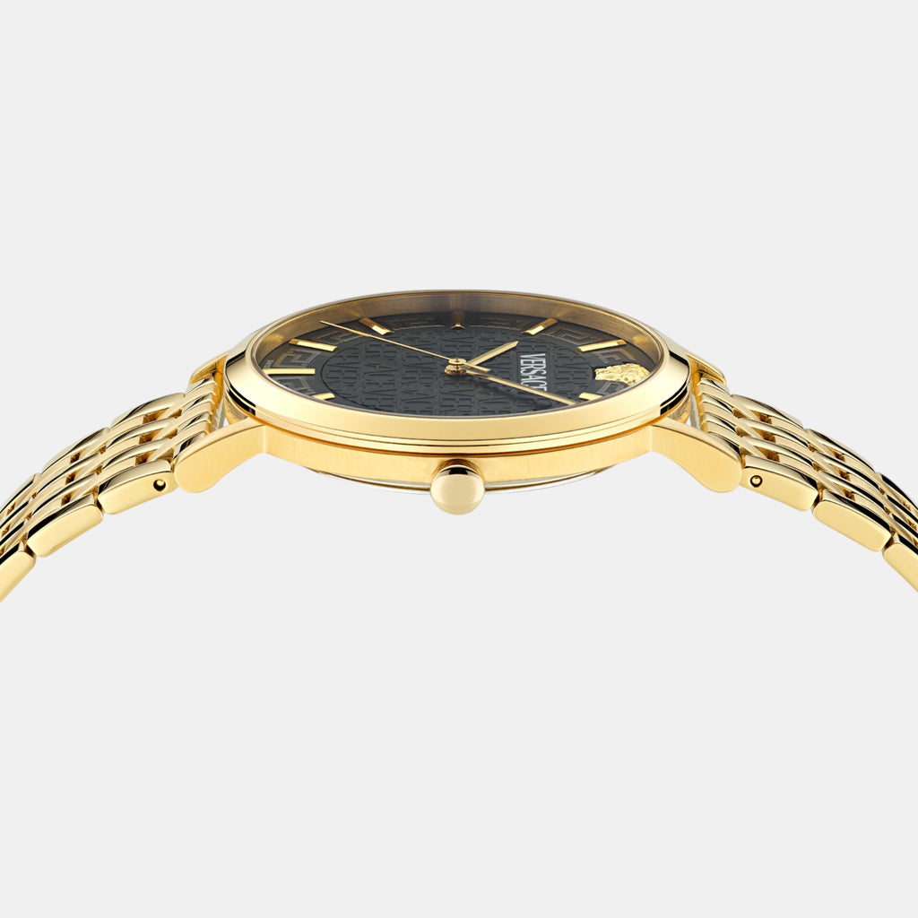 Greca Slim Men Quartz Black Dial Analog Stainless Steel Watch VE8Q00524