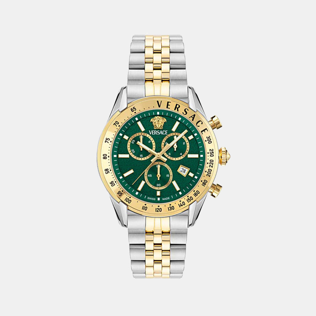Men Quartz Green Dial Chronograph Stainless Steel Watch VE8R00524