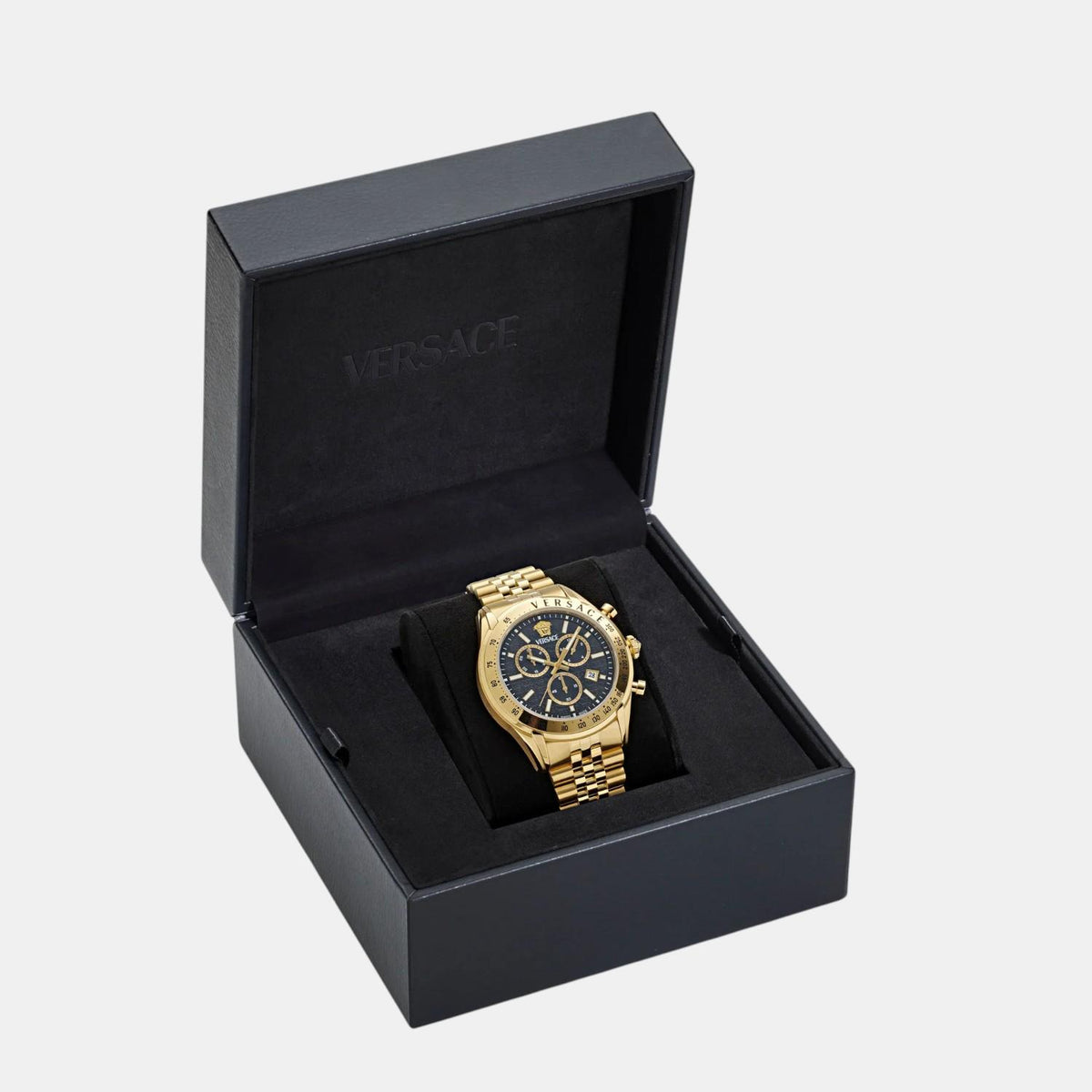 Men Quartz Black Dial Chronograph Stainless Steel Watch VE8R00624