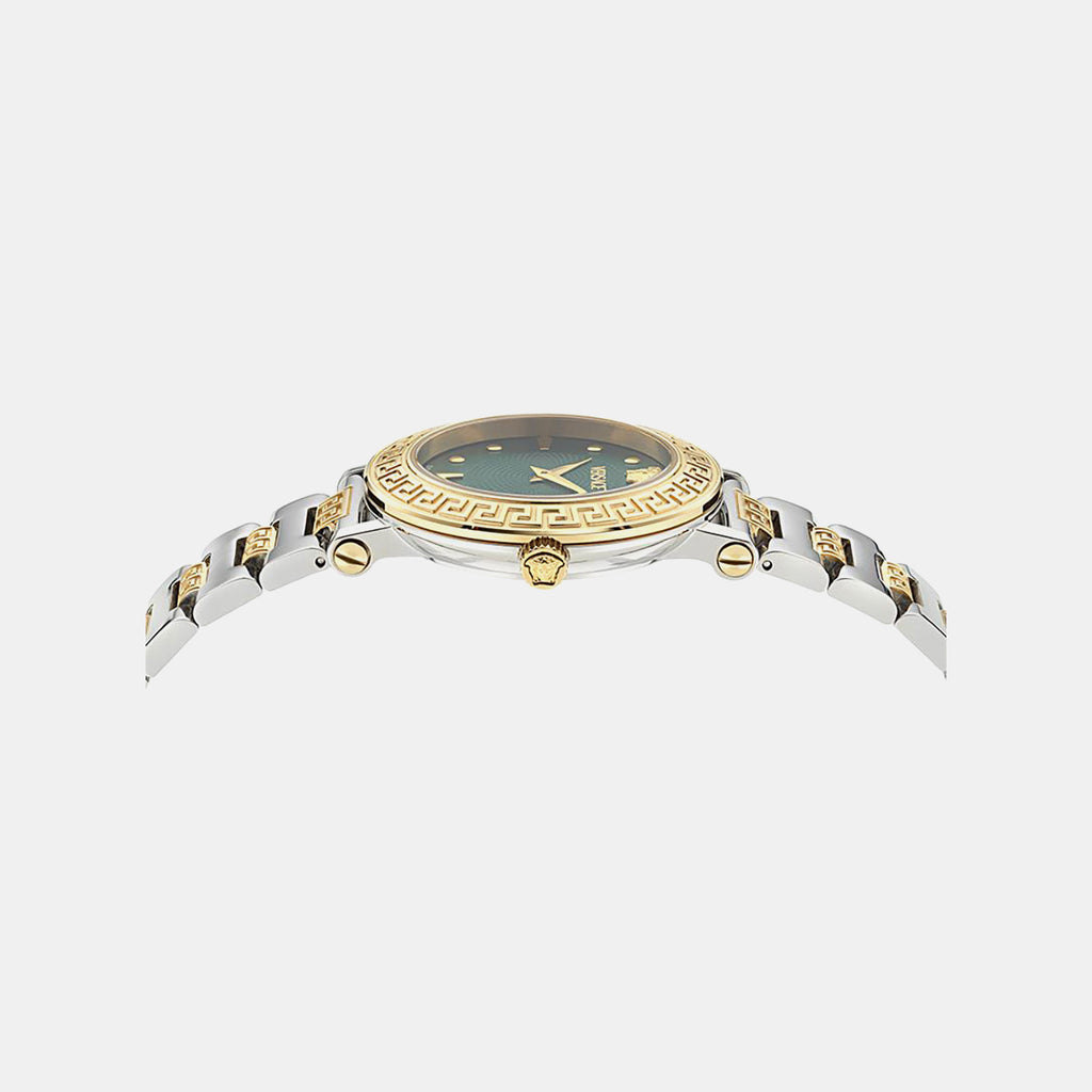 Women Quartz Green Sunray Dial Analog Stainless Steel Watch VE9C00424