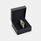 Women Quartz Green Sunray Dial Analog Stainless Steel Watch VE9C00424