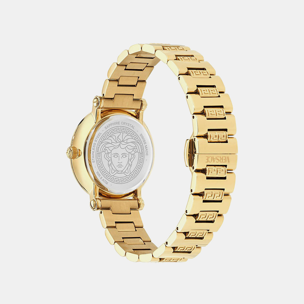 Women Quartz Black Sunray Dial Analog Stainless Steel Watch VE9C00724