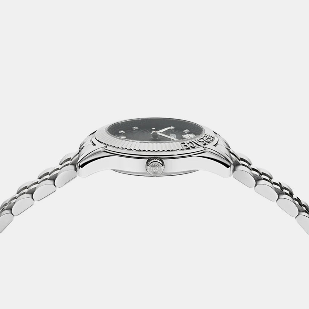 Greca Women Quartz Black Dial Analog Stainless Steel Watch VE9CA0525
