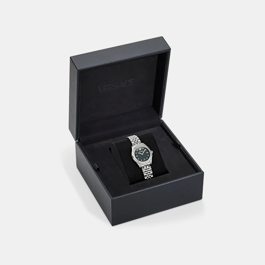 Greca Women Quartz Black Dial Analog Stainless Steel Watch VE9CA0525