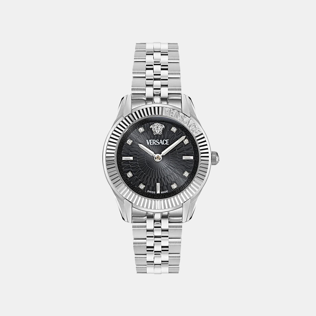 Greca Women Quartz Black Dial Analog Stainless Steel Watch VE9CA0525