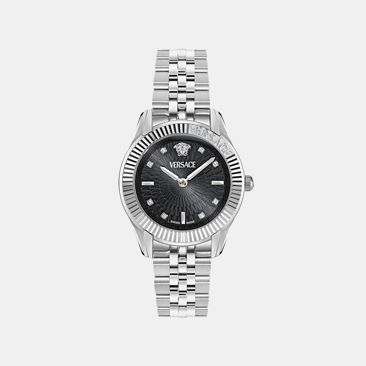 Greca Women Quartz Black Dial Analog Stainless Steel Watch VE9CA0525
