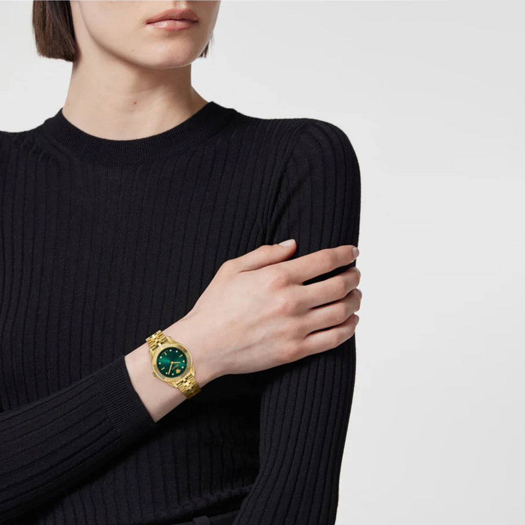 Greca Women Quartz Green Dial Analog Stainless Steel Watch VE9CA0725