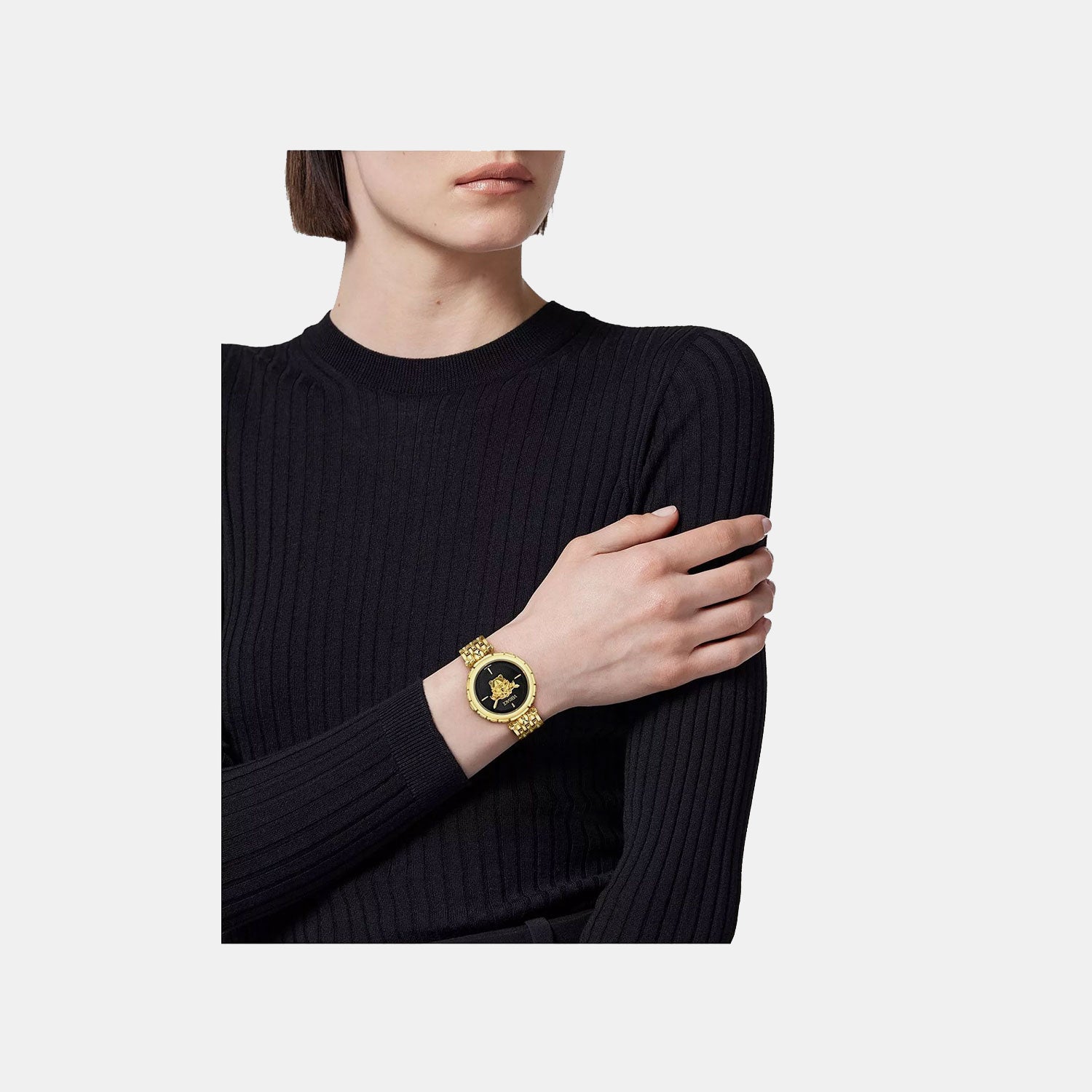 Women Quartz Black Dial Analog Stainless Steel Watch VE9D00424