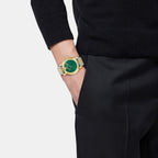 V-Helix Men Quartz Green Dial Analog Stainless Steel Watch VE9G00324