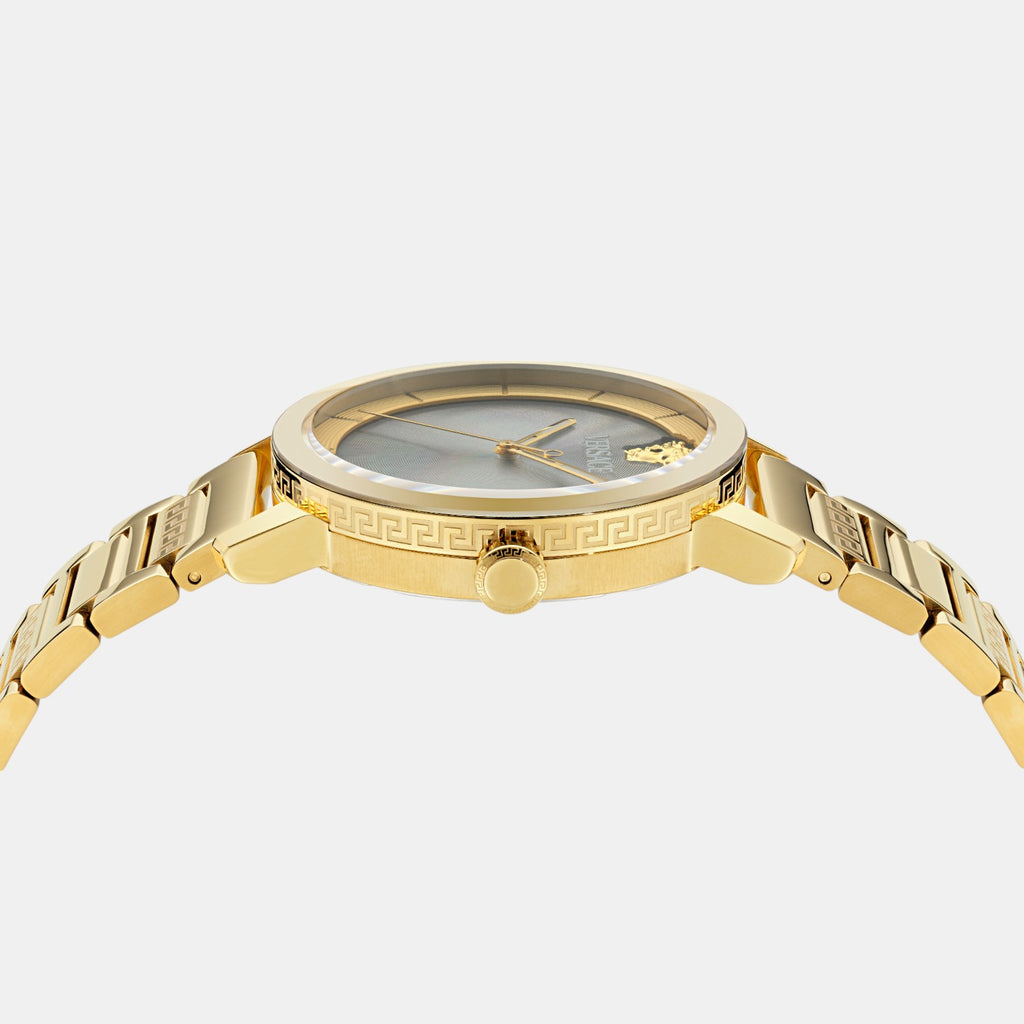 V Helix Men Quartz Black Dial Analog Stainless Steel Watch VE9G00524