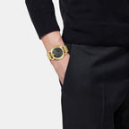 V Helix Men Quartz Black Dial Analog Stainless Steel Watch VE9G00524