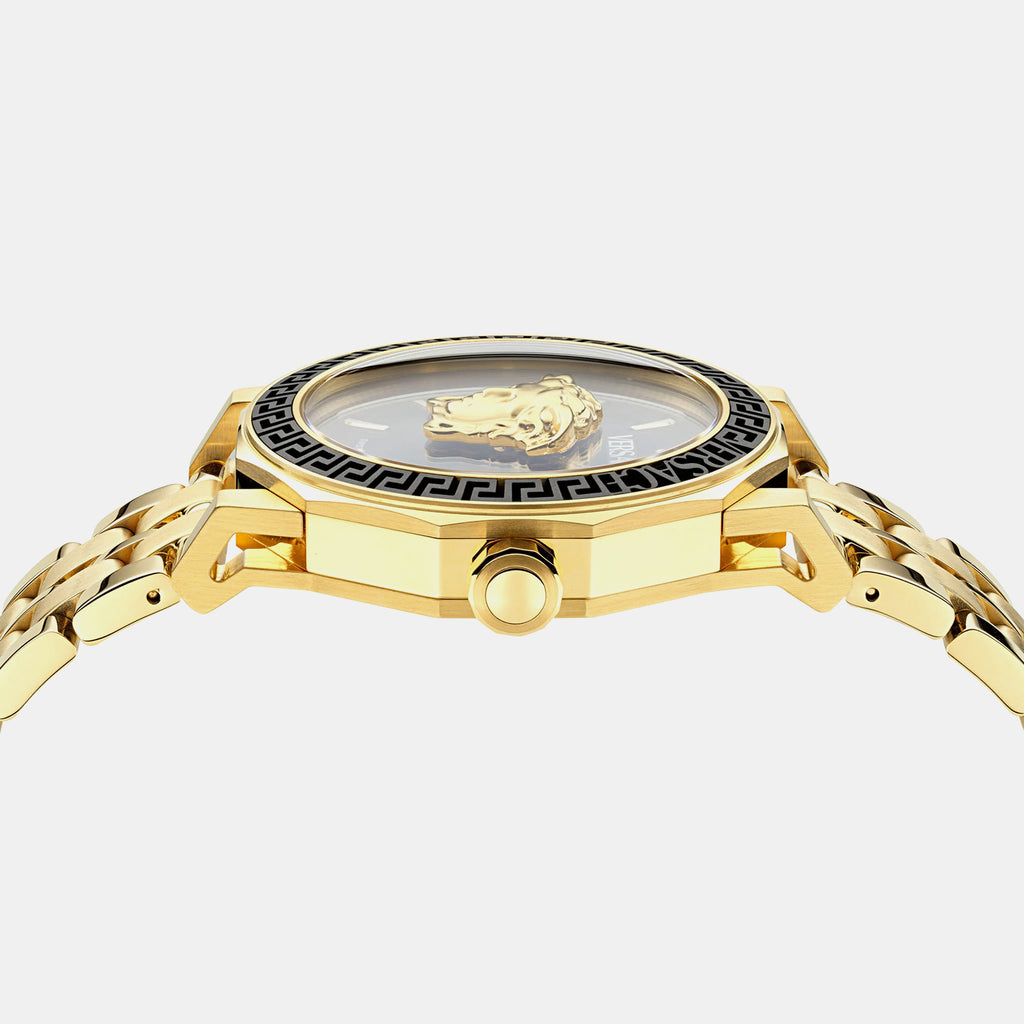 Medusa Men Quartz Black Dial Analog Stainless Steel Watch VE9I00424
