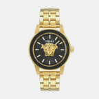 Medusa Men Quartz Black Dial Analog Stainless Steel Watch VE9I00424