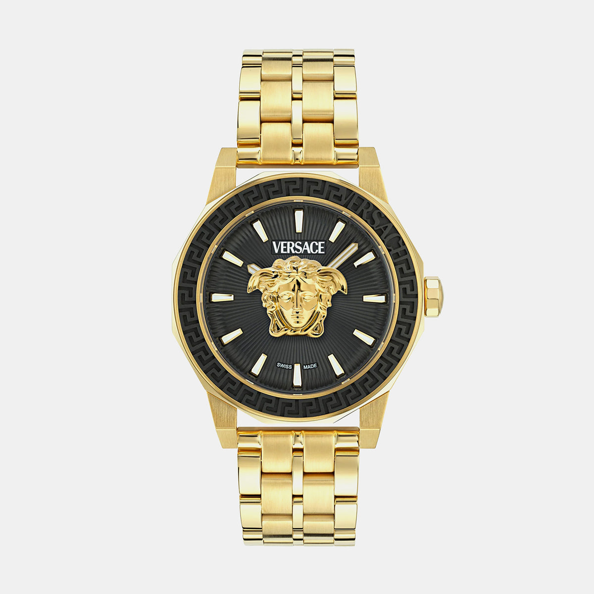 Medusa Men Quartz Black Dial Analog Stainless Steel Watch VE9I00424