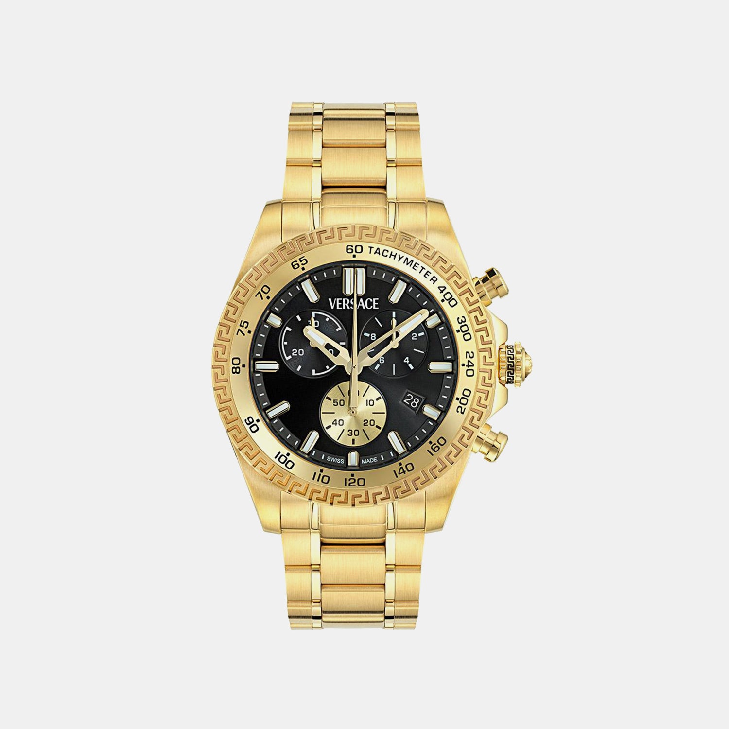 Men Quartz Black Dial Chronograph Stainless Steel Watch VE9K00524