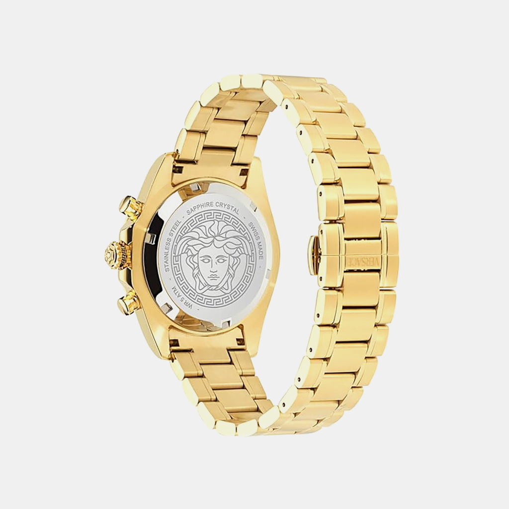Versace Chrono X(Wc-9K) Men Quartz Gold Dial Chronograph Stainless Steel Watch VE9K01324