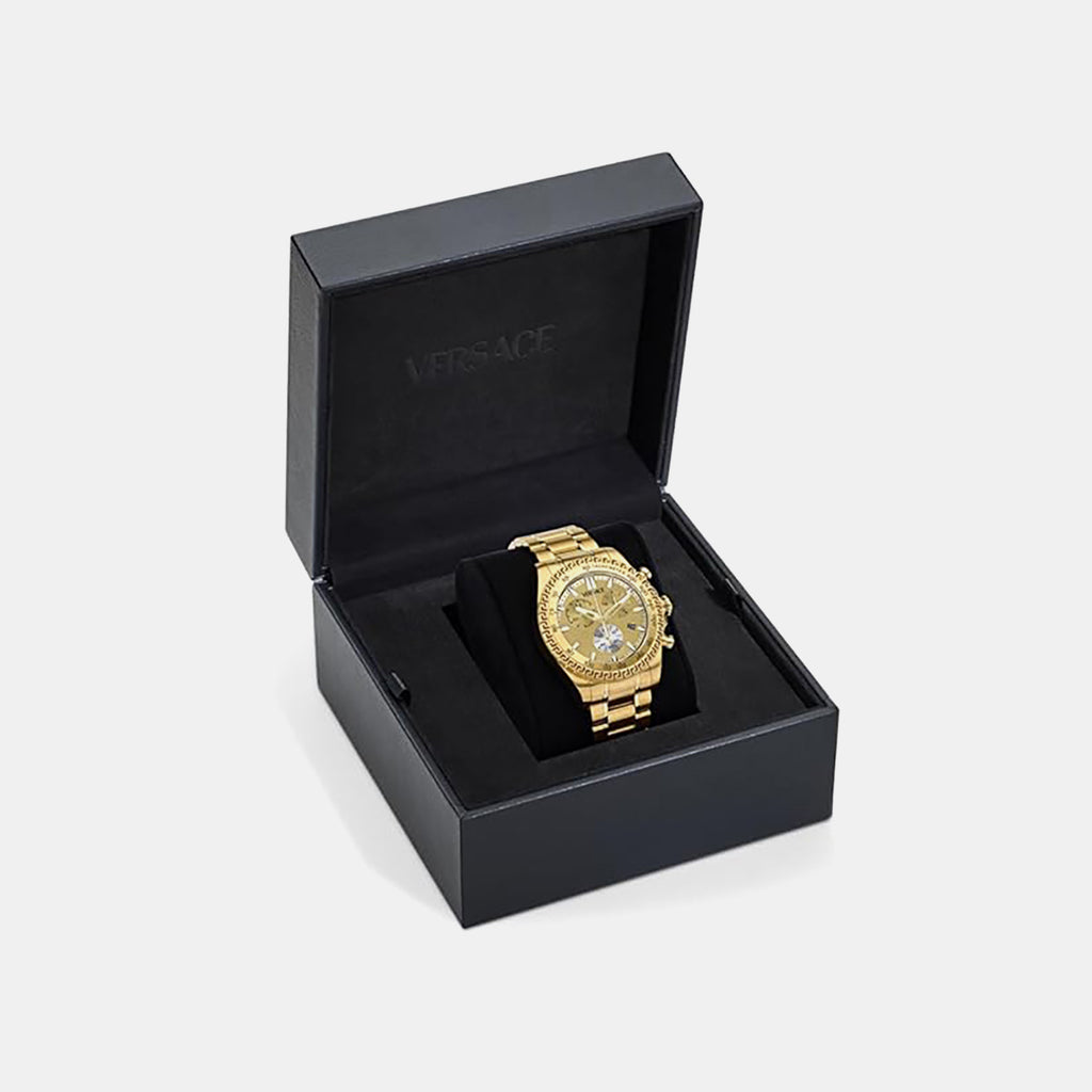 Versace Chrono X(Wc-9K) Men Quartz Gold Dial Chronograph Stainless Steel Watch VE9K01324
