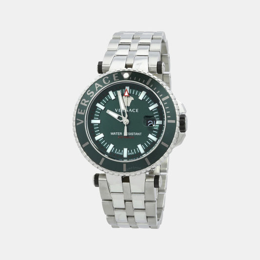 V-Race Men Quartz Green Dial Analog Stainless Steel Watch VEAK00721