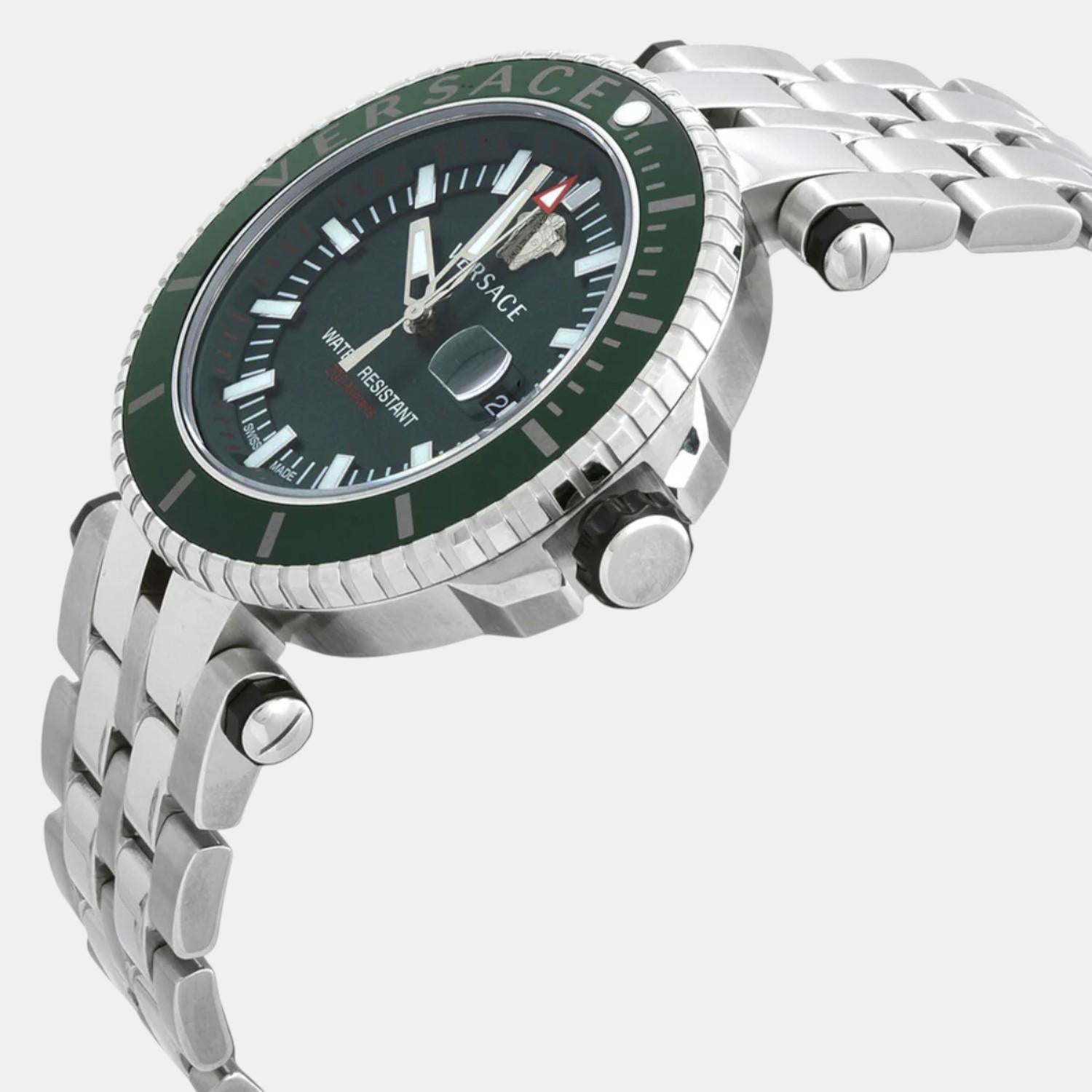 V-Race Men Quartz Green Dial Analog Stainless Steel Watch VEAK00721