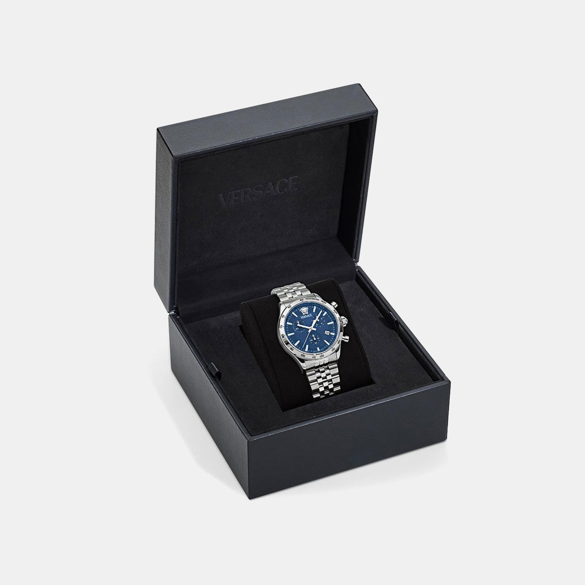 Helleny.Chr Petite Specia Men Quartz Blue Dial Chronograph Stainless Steel Watch VECFA0124