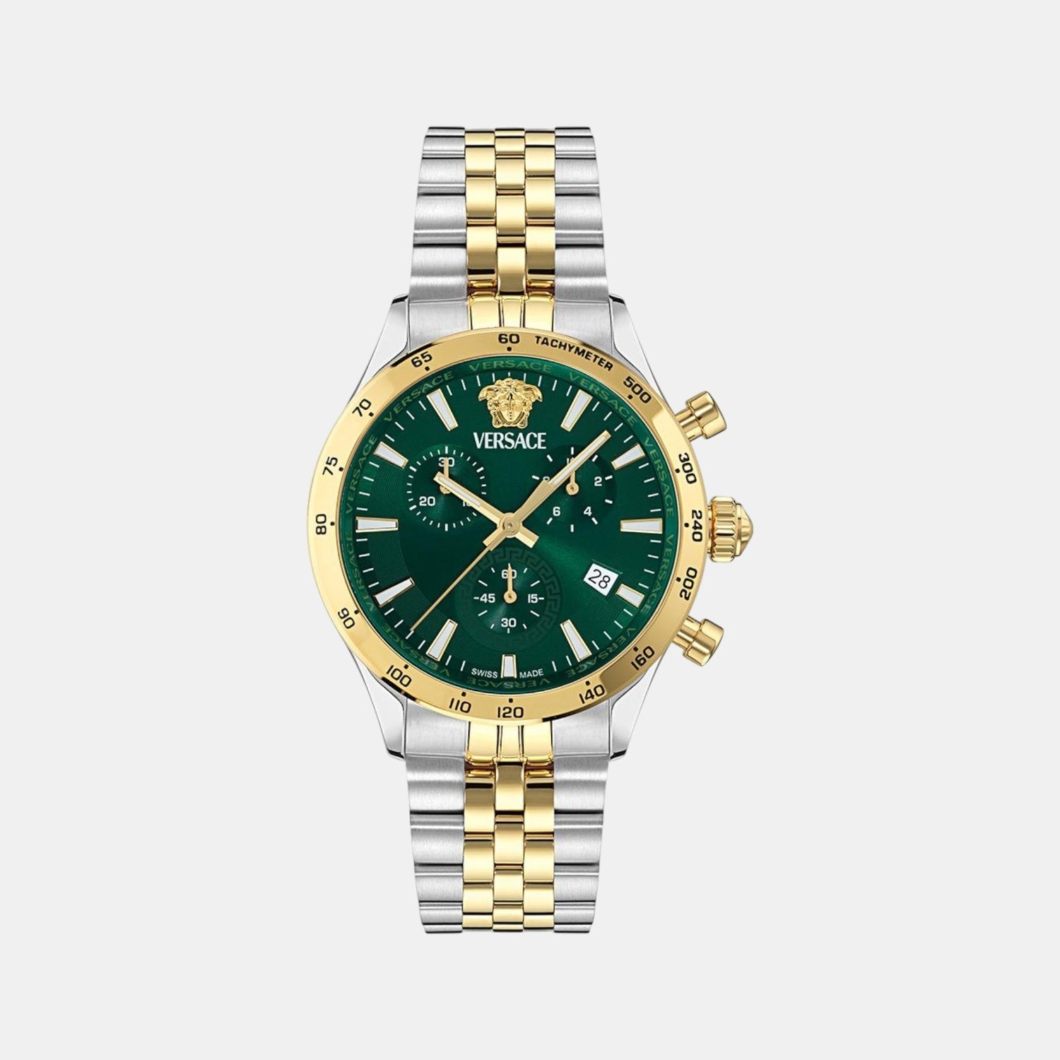 Helleny.CHR.Petite Men Quartz Green Dial Analog Stainless Steel Watch VECFA0224