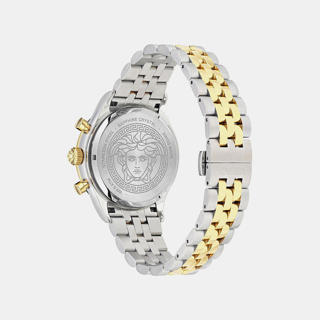 Men Quartz Silver White Dial Chronograph Stainless Steel Watch VECFA0324