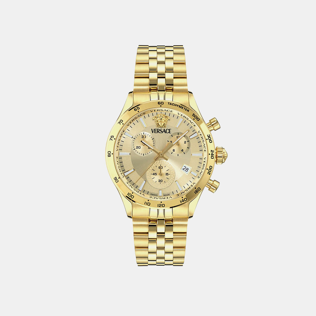 Men Quartz Gold Dial Chronograph Stainless Steel Watch VECFA0424