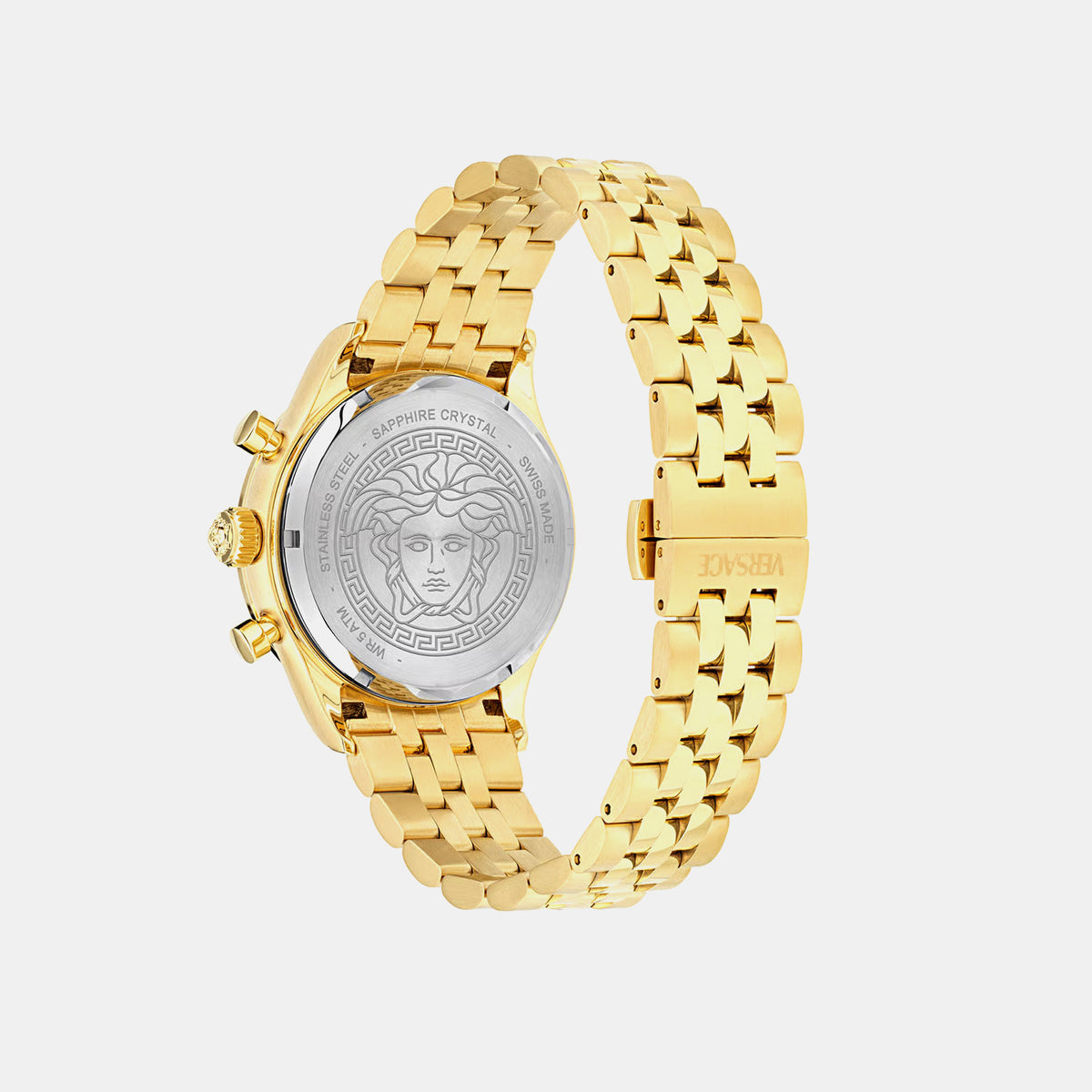 Helleny.Chr Petite Specia Men Quartz Gold Dial Chronograph Stainless Steel Watch VECFA0424