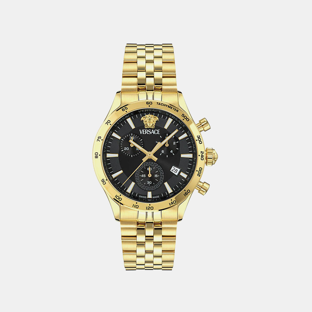 Men Quartz Black Dial Chronograph Stainless Steel Watch VECFA0524