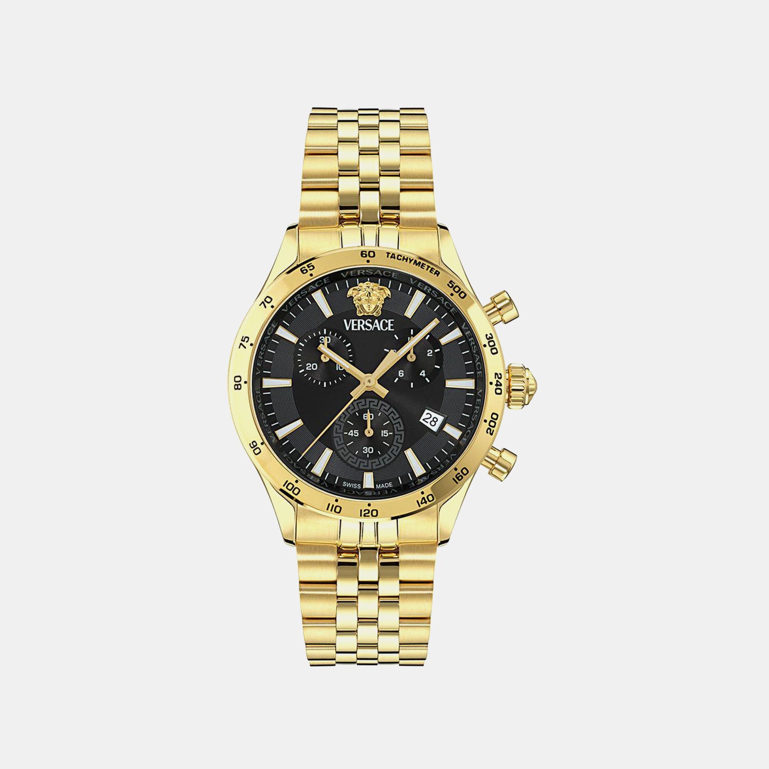 Men Quartz Black Dial Chronograph Stainless Steel Watch VECFA0524