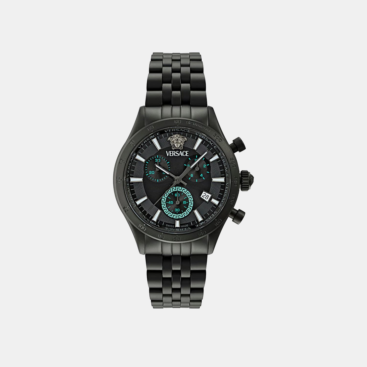 Men Quartz Black Dial Chronograph Stainless Steel Watch VECFA0624