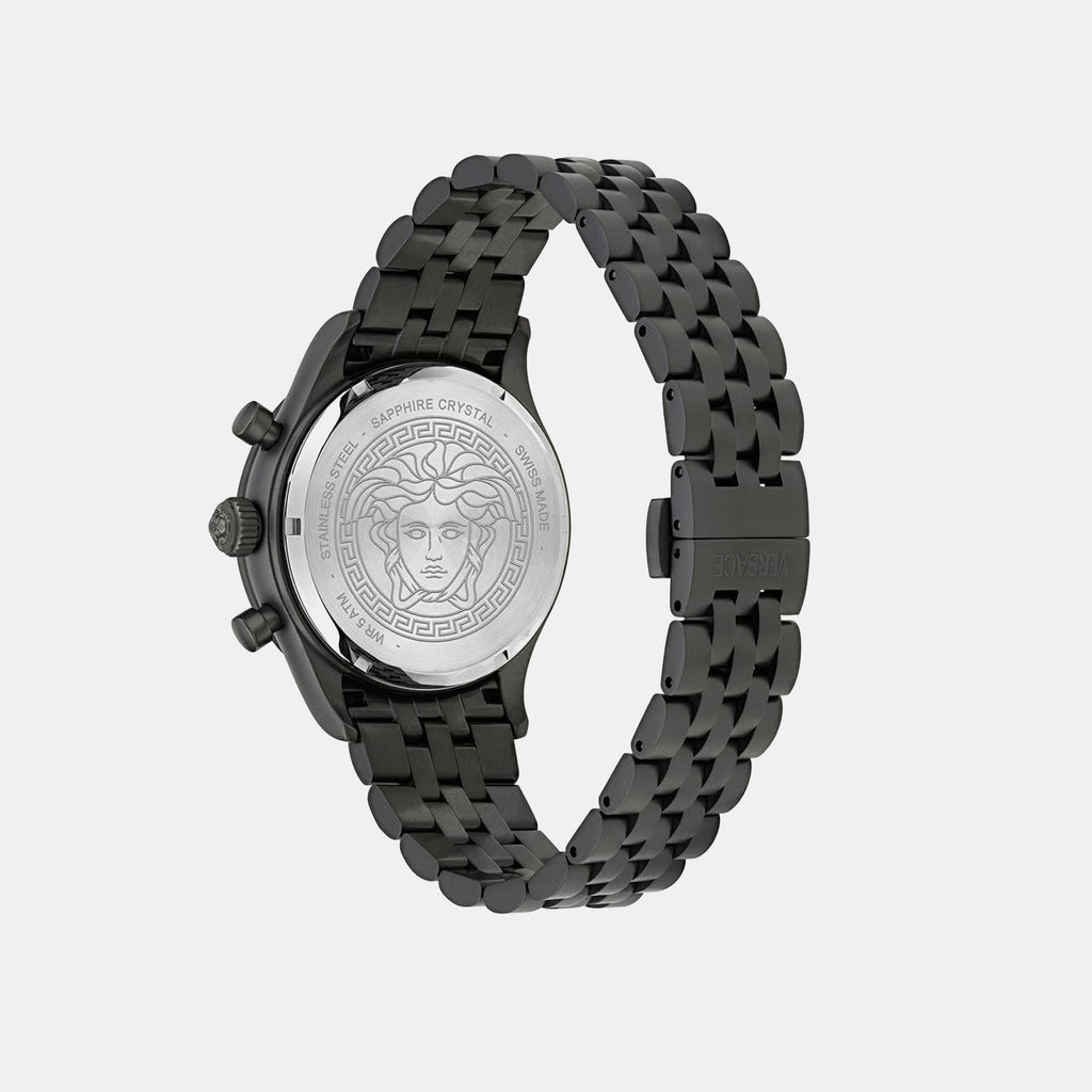 Men Quartz Black Dial Chronograph Stainless Steel Watch VECFA0624