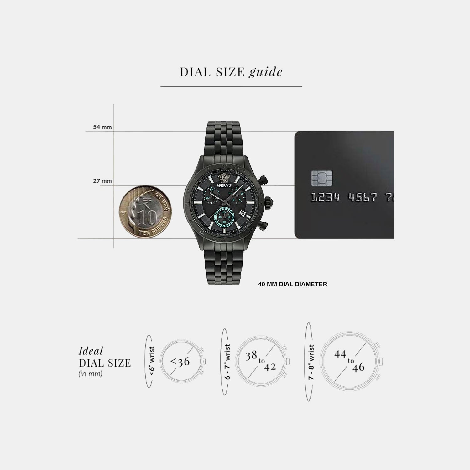 Men Quartz Black Dial Chronograph Stainless Steel Watch VECFA0624