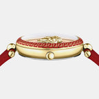 Women Quartz Red Dial Analog Stainless Steel Watch VECO01822