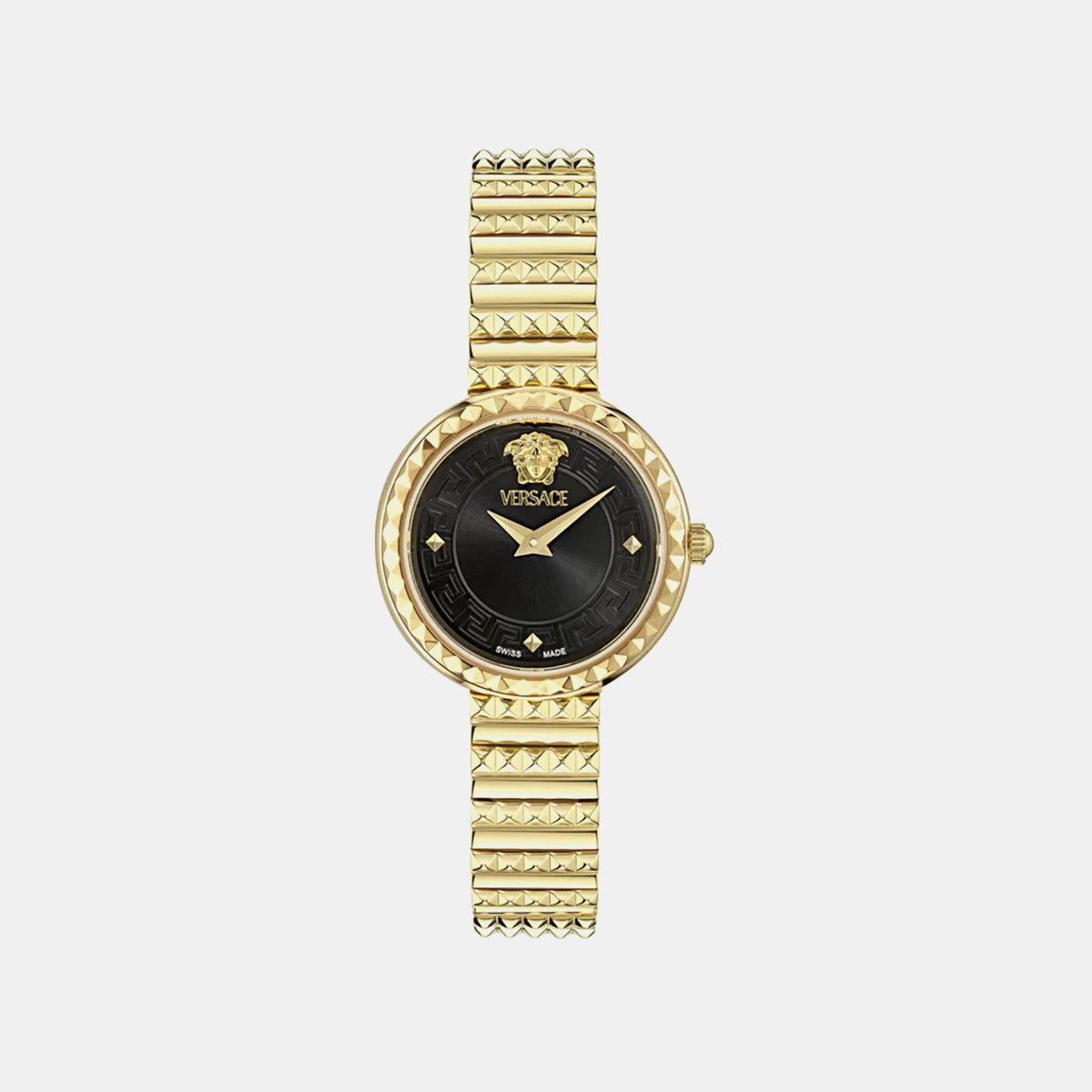 Greca Goddess Petite Spec Women Quartz Black Dial Analog Stainless Steel Watch VEDFA0524