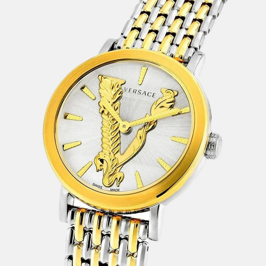Women Quartz White Dial Analog Stainless Steel Watch VEHC00719