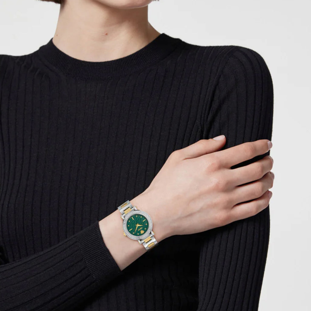 Greca Sphere Petite Women Quartz Green Dial Analog Stainless Steel Watch VEKLA0425